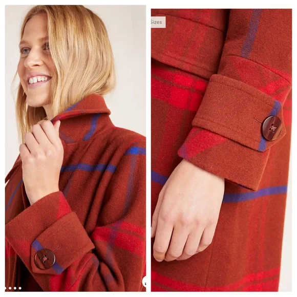 NWT! Anthropologie Plaid Jasper Coat